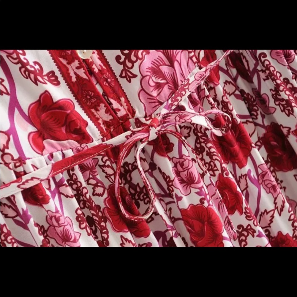 Boho Gypsy Floral Tiered Maxi Dress Blue Yellow - Picture 13 of 15